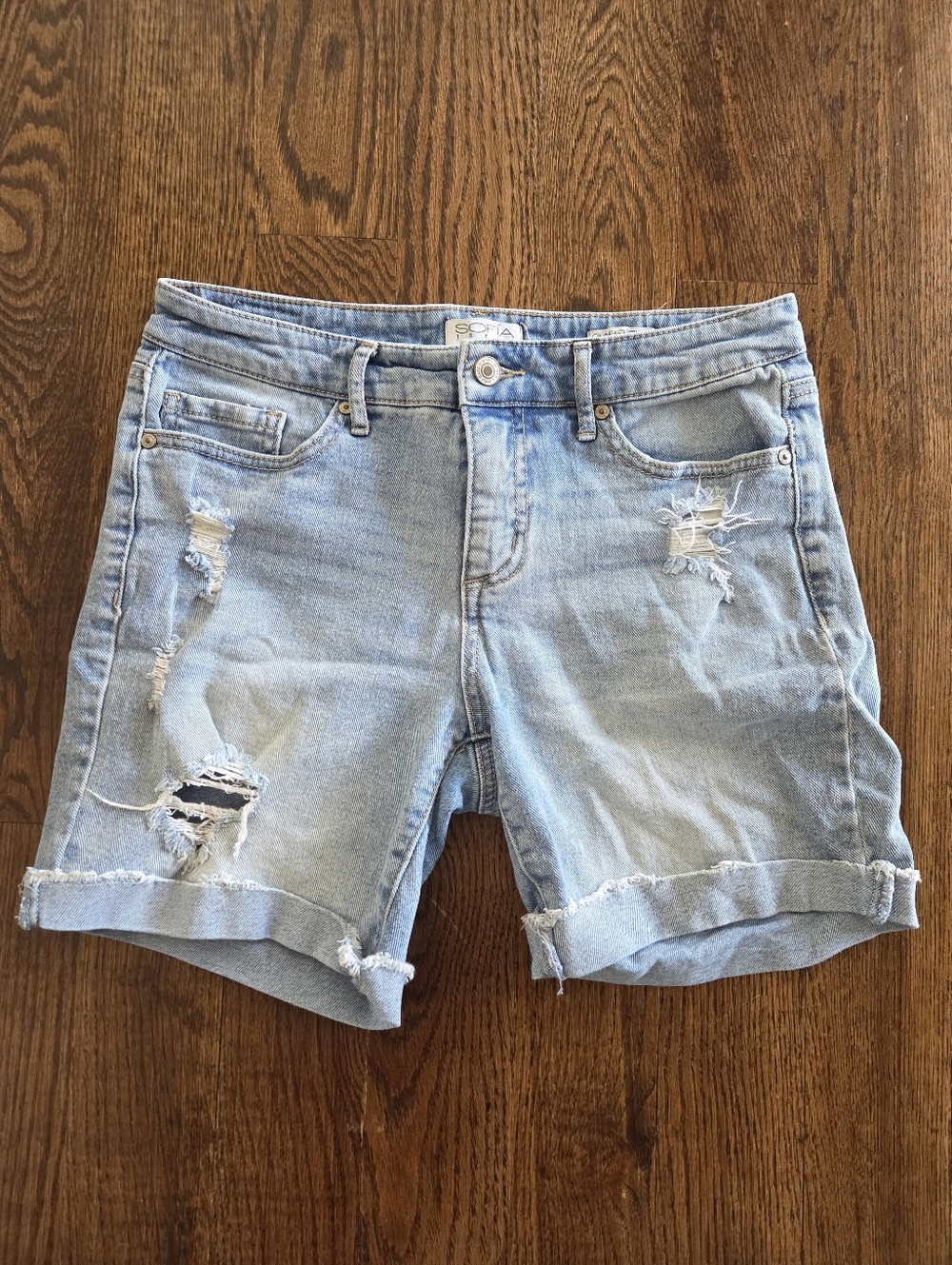 Light Blue Sofia Distressed Denim Women's Shorts